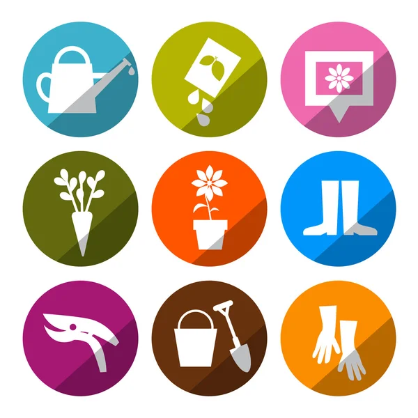 Iconos de jardinería vectorial - Juego de herramientas — Vector de stock