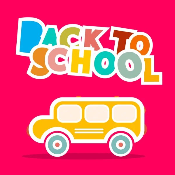 Volver al autobús escolar - Ilustración de vectores de papel sobre fondo rosa — Archivo Imágenes Vectoriales