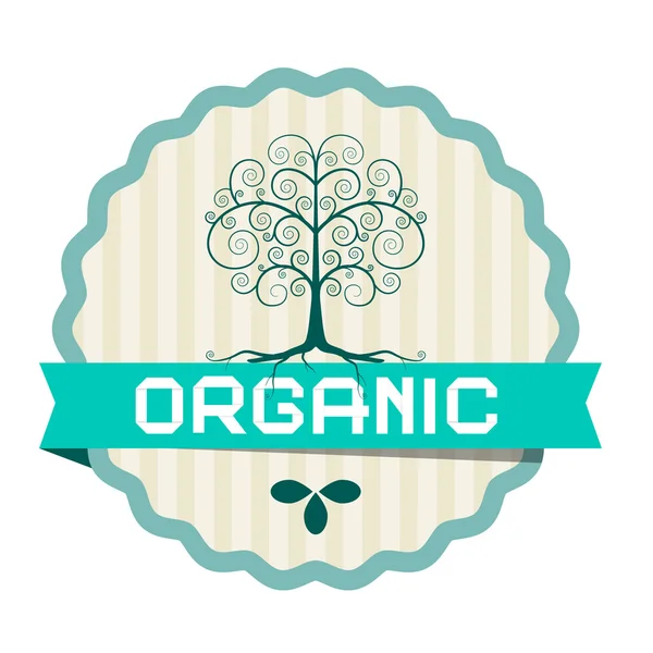 Organic Label with Plant Symbol and Tree — Stock Vector