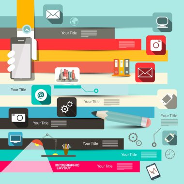 Kağıt Retro düz tasarım vektör Infographic dü