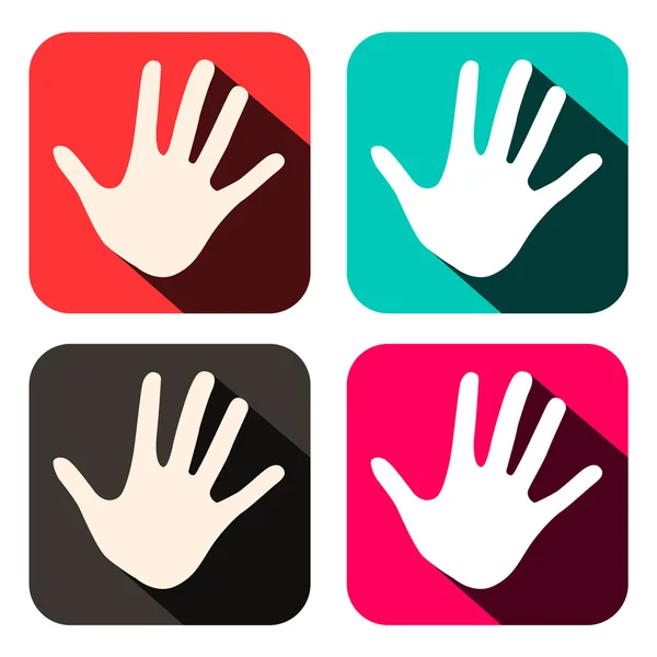 Mãos de palma do vetor ícones em quadrados arredondados conjunto —  Vetores de Stock