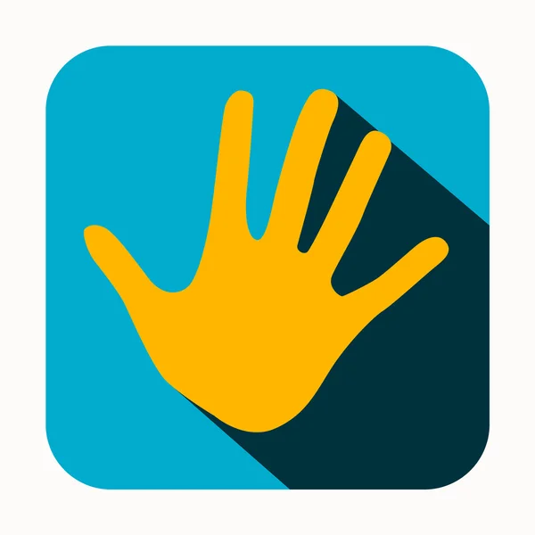 Vektor Orange Palm Hand Icon di Blue Rounded Square - Stok Vektor