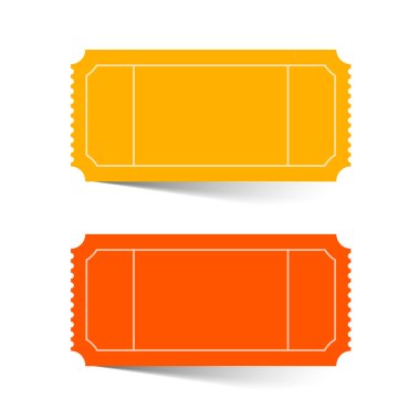 Biletleri ayarla - beyaz izole kırmızı ve turuncu vektör çizim
