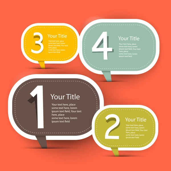 Vector Four Steps Infographic Layout - Modelo em estilo de design plano retrô no fundo vermelho —  Vetores de Stock