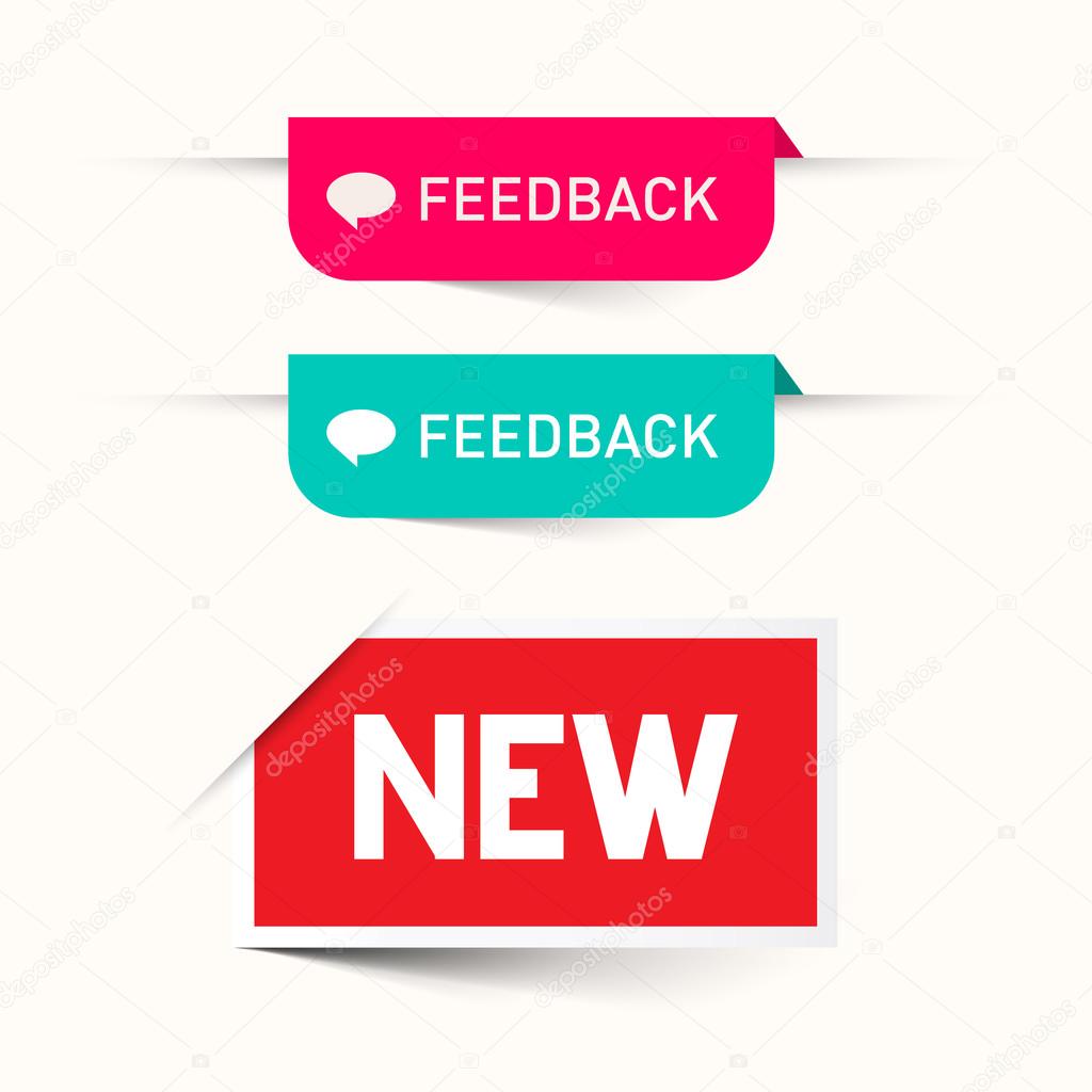 Feedback and New Vector Paper Labels - Stickers Set - Web Icons Isolated on White Background