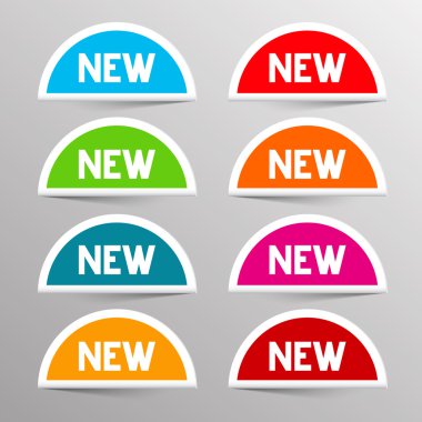 Renkli yeni etiketleri - kağıt Bent daire vektör ayarlama