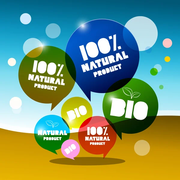 BIO - 100% de bolhas vetoriais naturais na paisagem abstrata — Vetor de Stock