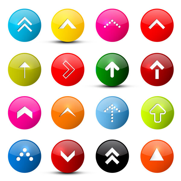 Набор векторных стрел. Красочные стрелки в кругах, изолированных на белом фоне
.