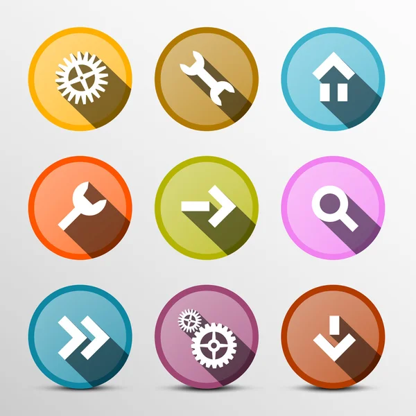 Coloridos iconos web vectoriales establecidos en círculos — Vector de stock
