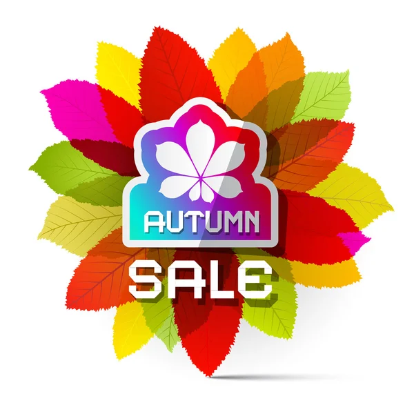 Autumn Sale Vector Illustration with Colorful Leaves — Stock Vector