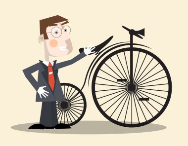 İş adamı ve Vintage Bisiklet vektör