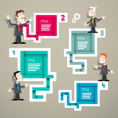 Infographics işadamları ve dört adım kağıt düzeni - şablon