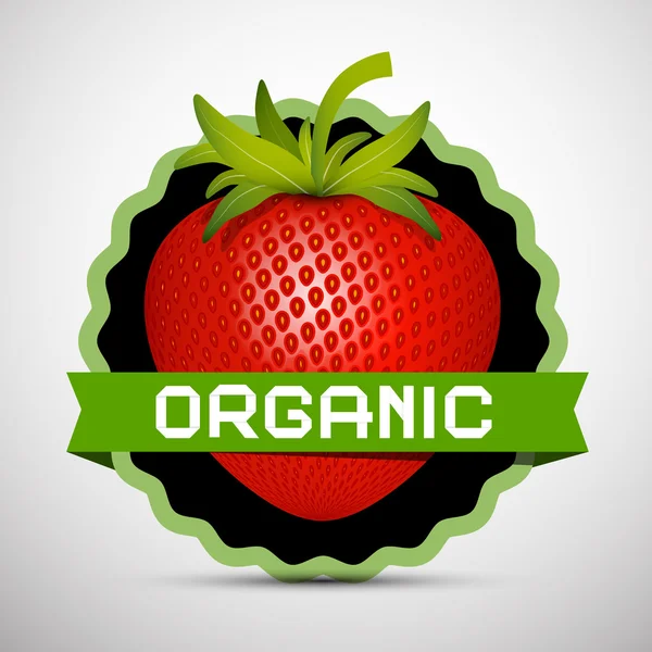 Organic Label with Strawberry — Stock Vector