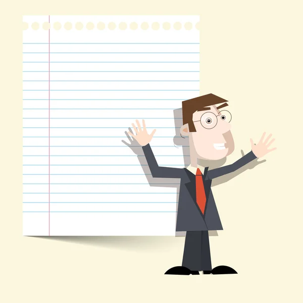 Man with Notebook Paper Vector — Stock Vector