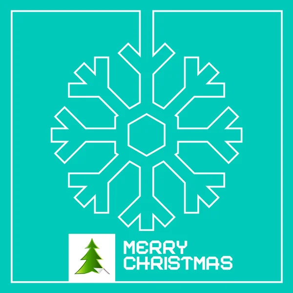 Retro Christmas Card Vector with Snowflake Outline and Xmas Tree — Stock Vector