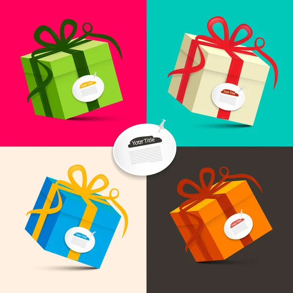 Gift Boxes - Retro Colored Paper Vector Present Box Set — Stock Vector