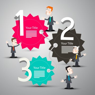 Vektör Infographic düzeni ile kağıt etiket ve İşadamları