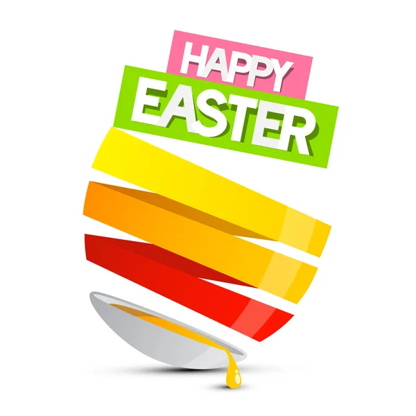 Happy Easter Abstract Egg with Spilt Yolk Vector Illustration Isolated on White Background - Stok Vektor
