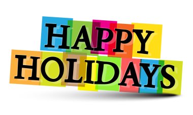 Mutlu tatil renkli harfler beyaz arka plan üzerinde izole