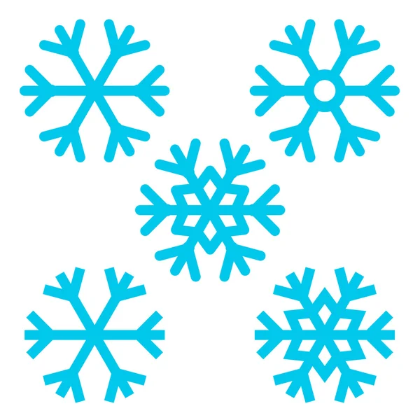 Snowflake - Vector sneeuwvlokken instellen geïsoleerd op witte achtergrond — Stockvector