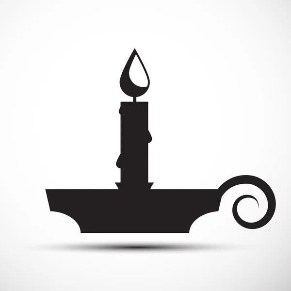 Verlichte Candle - kandelaar Vector Icon — Stockvector