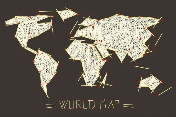 Ilustracja wektorowa świata mapę z meczów bezpieczeństwa — Wektor stockowy