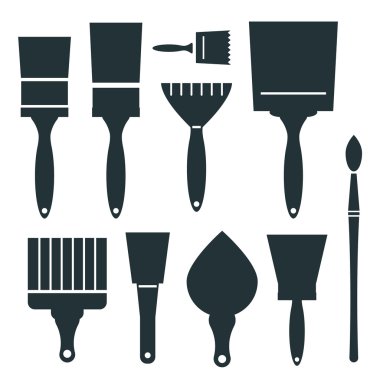 Fırçalar Icons Set - vektör fırça illüstrasyon izole beyaz arka plan üzerinde