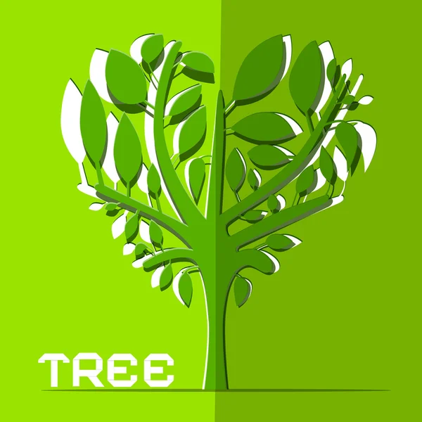 Papier geschnittener Vektorbaum auf grünem Hintergrund — Stockvektor