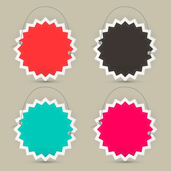 Vector leeg papier getande Star vormige etiketten - labels of Stickers Set — Stockvector