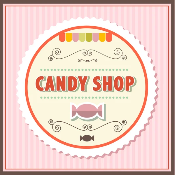 Candy Shop Retro vektör çizim şeritler ile Vintage pembe arka plan üzerinde — Stok Vektör