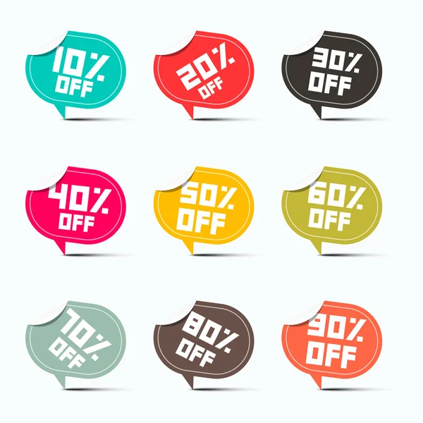 Colorful Vector Paper Discount Labels Set — Stock Vector