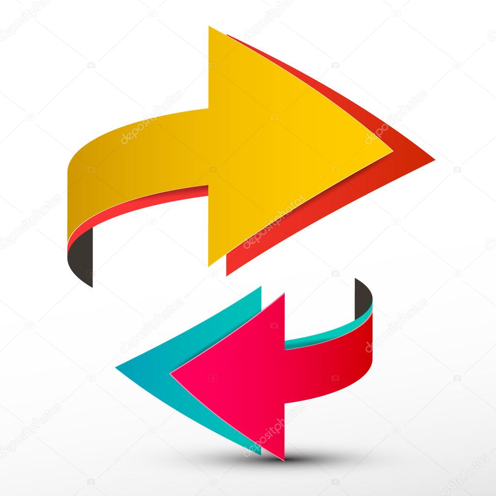 Double Arrows Set - Paper Vector 3D Logo - Logotype Symbols