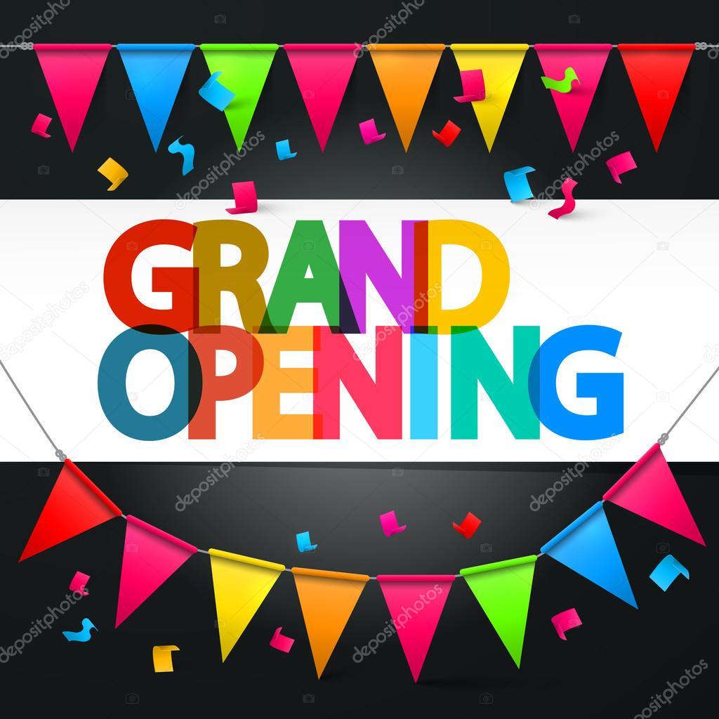 Grand opening banner with confetti Royalty Free Vector Image