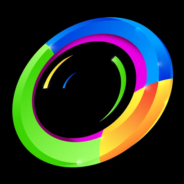 Forma de vetor de círculo colorido abstrato em fundo preto — Vetor de Stock