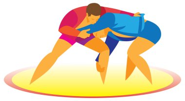 iki güreşçi Sambo mindere mücadele