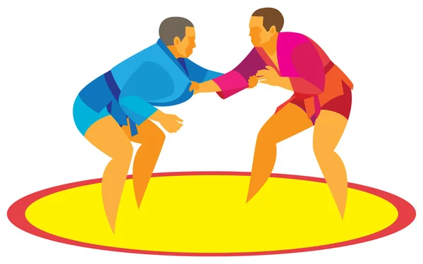 Sambo due combattenti — Vettoriale Stock