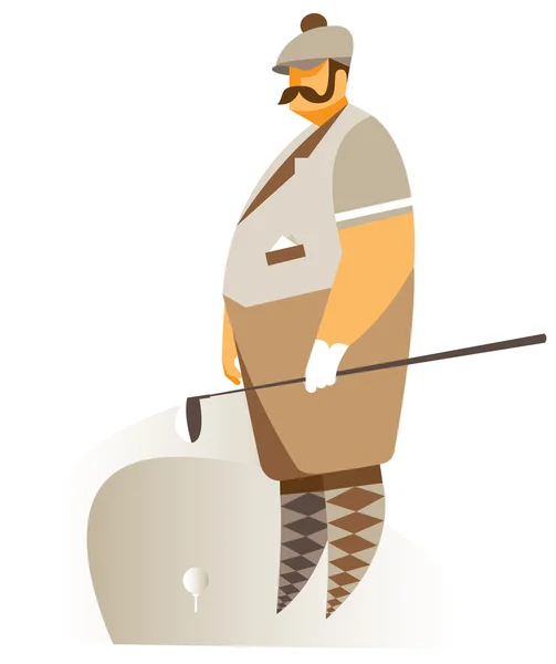 Retro golfer op het veld — Stockvector