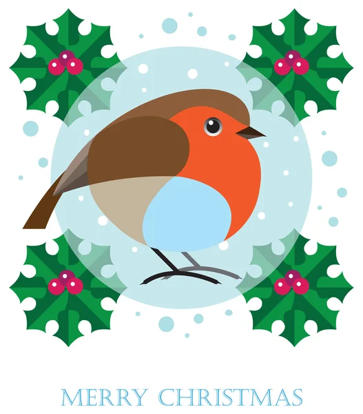 Robin redbreast. Vrolijk kerstfeest — Stockvector