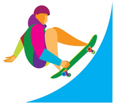 Genç adam binici kaykay üzerinde olduğunu.