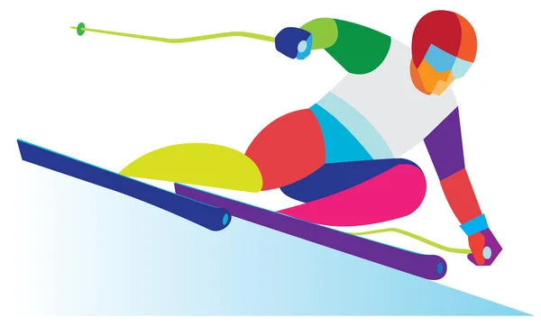 Yokuş aşağı Kayak. genç adam kayakçı olduğunu