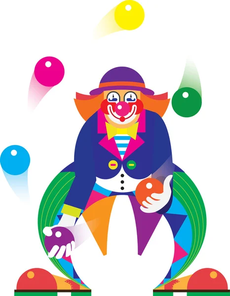 Circus clown juggling three balls — Stock Vector