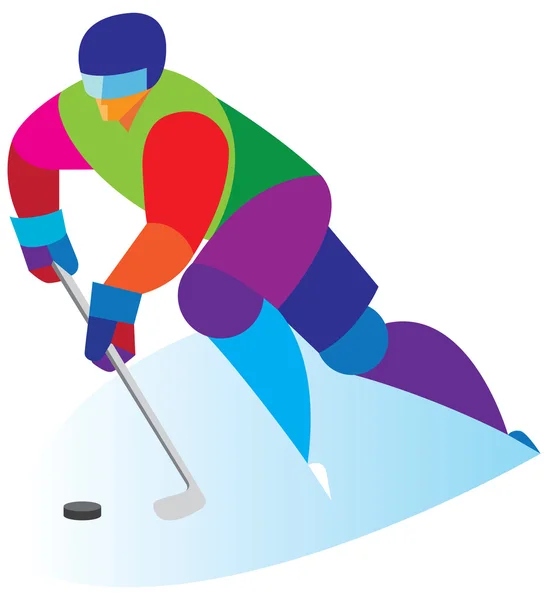 Giovane giocatore di hockey dribbling — Vettoriale Stock