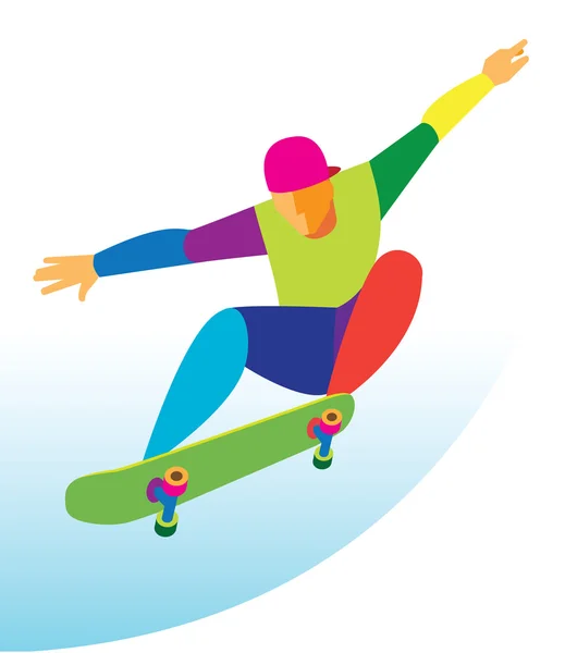 Le jeune homme montant sur le skateboard — Image vectorielle