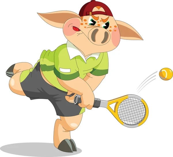 Tenis oynarken küçük domuzcuk