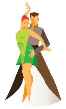 The duo dancers dancing paso doble clipart