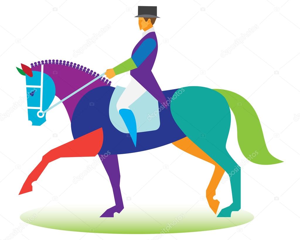 dressage horse.Female rider on horseback