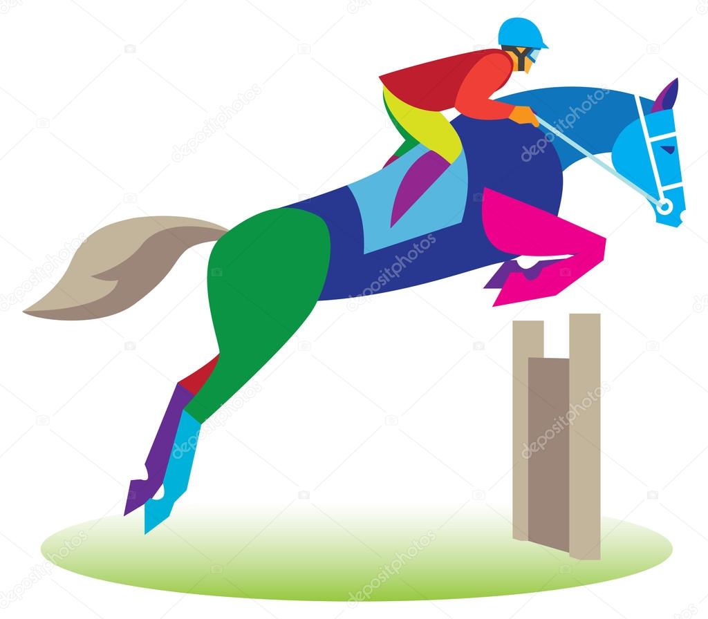 rider on a horse jumping over a hurdle