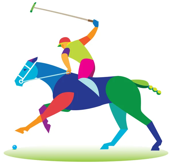 Jugador de polo montando un caballo — Vector de stock