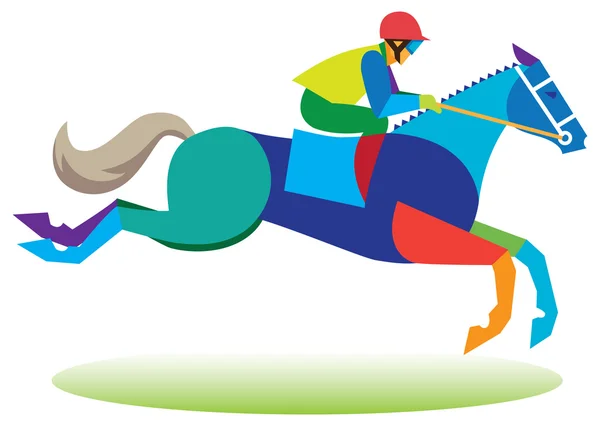 Chequeo de obstáculos. Jinete a caballo en un caballo — Vector de stock