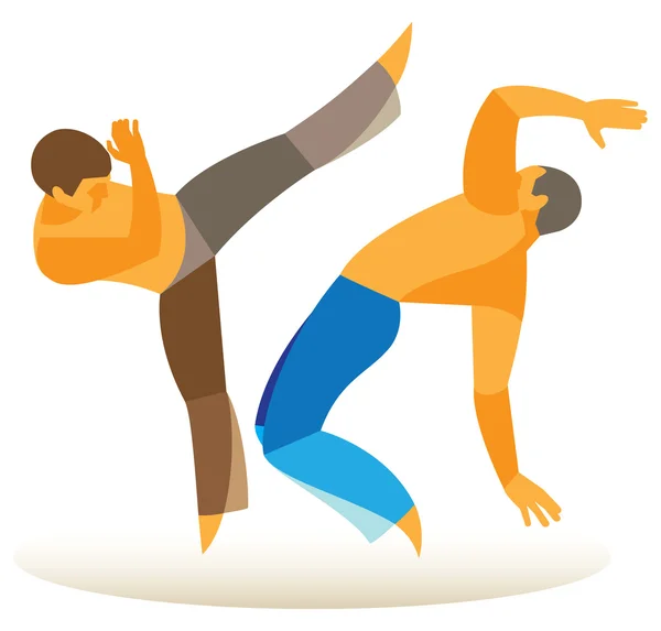 Capoeira brasileña. duelo dos luchadores — Vector de stock